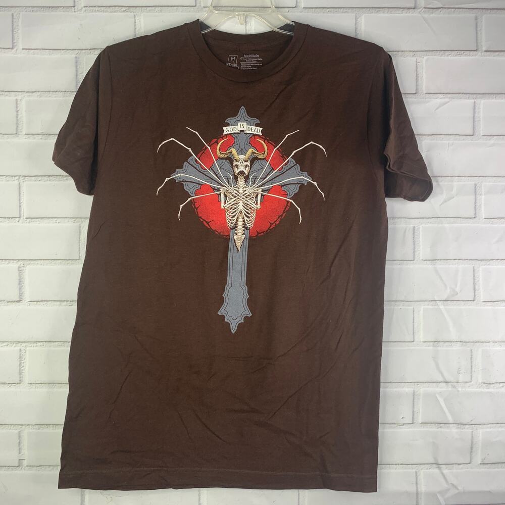Tee Villain tshirt Neitzsche goth God Is Dead ringspun cotton brown medium